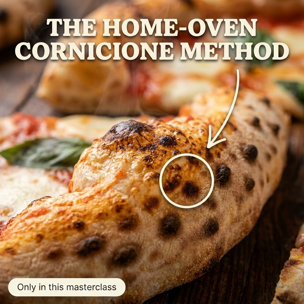 The home-oven cornicione method - blistered crust macro